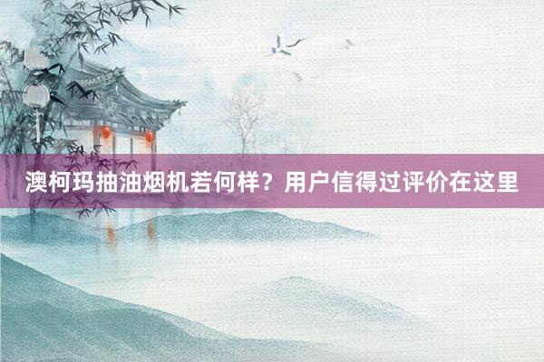 澳柯玛抽油烟机若何样？用户信得过评价在这里